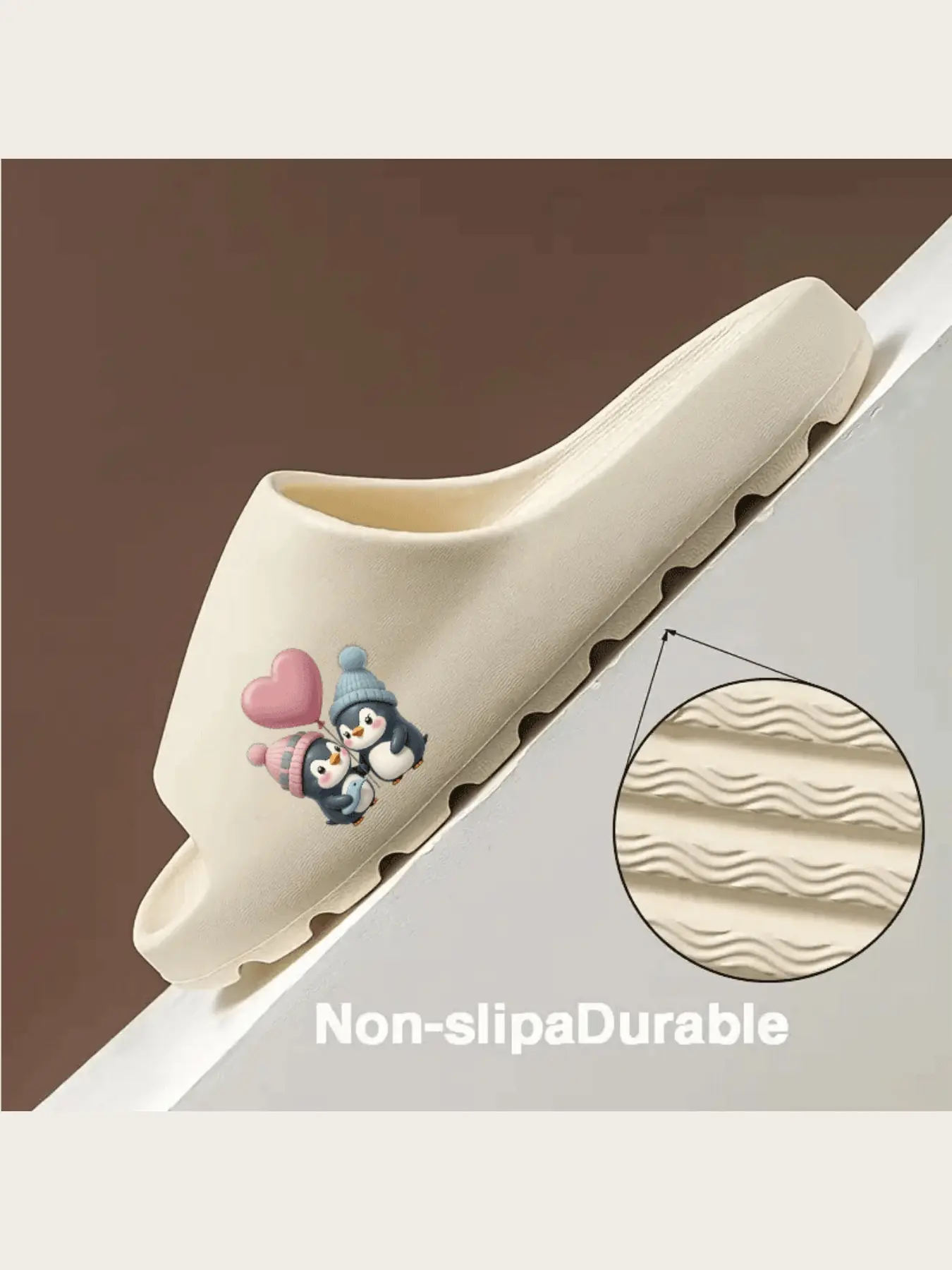 Adorable Penguin Couple Slippers with Heart Balloon Design Soft Warm Plush Winter Indoor Home Shoes for Women Men Kids Non-slip Cozy Cartoon Animal Footwear Valentine's Day Gift Idea