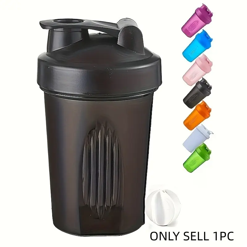 Protein Powder Shaker Cup with Mixing Ball, 13.5oz Leak-Proof Fitness Shaker, Ideal for Gym, Travel, Cycling, Meal Prep