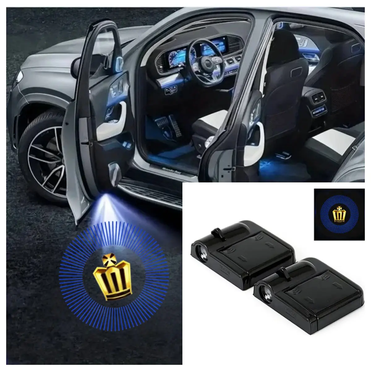 2 Pack / 4 Pack Car Door Shadow Welcome Lights, No-Damage Self-Adhesive No-Drill LED Projector Lamps, Ultra Bright Radiant Ring Projection Fade Resistant Intelligent Auto-Sensing, Compatible with Toyota Crown Signia, Platinum, XLE Models