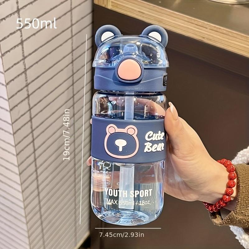 550ml/650ml Cute Bear Cartoon Portable Water Bottle with Straw, High-Value School Cup with Lifting Handle – Perfect for Summer/Winter Drinks, Outdoor Sports, Fitness, Travel, Camping,  Halloween & Christmas Gifts, Water Bottle For Girl and  Boy, Thermos