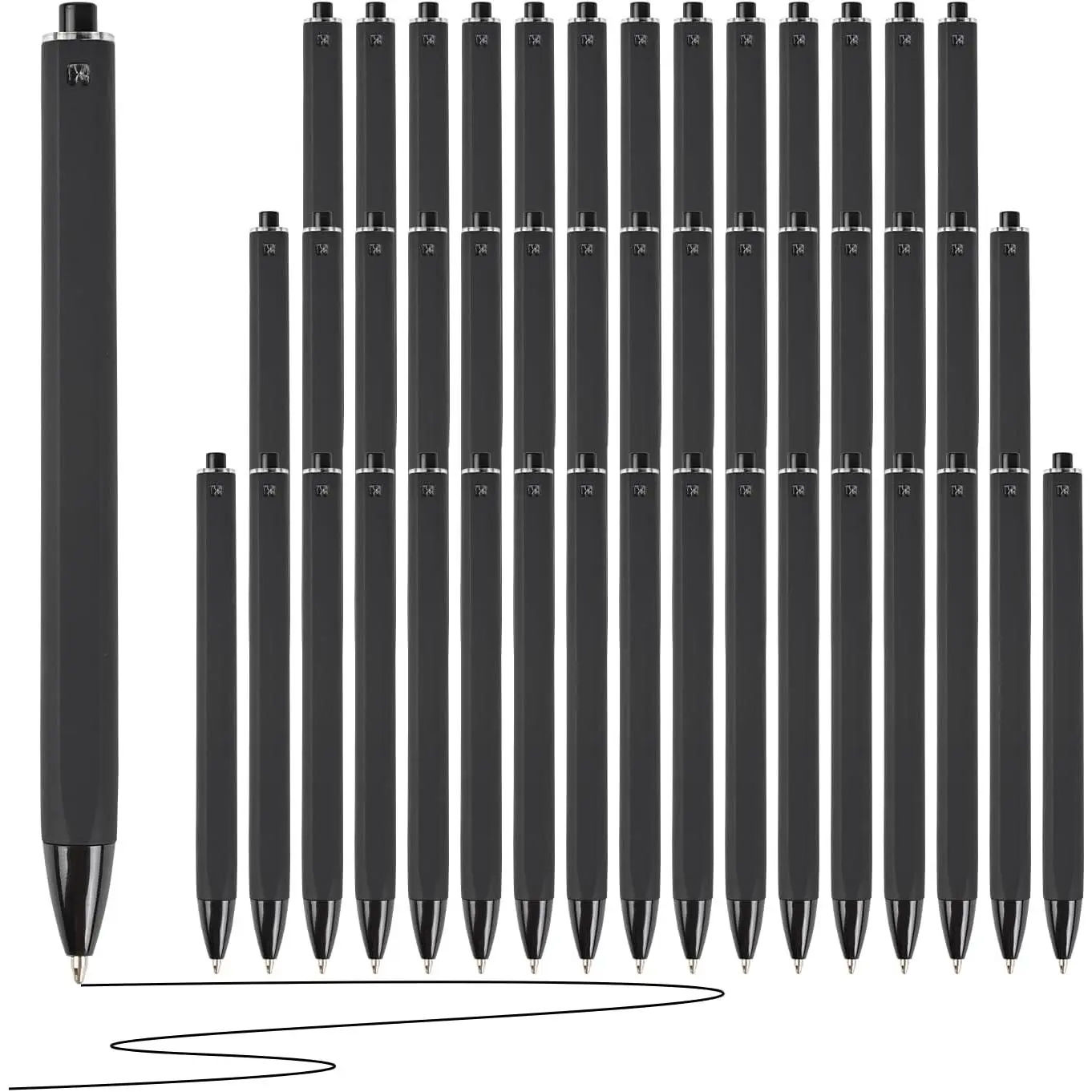 Pens Bulk - 50-Pack Black Ink Pens. 1.0mm Medium Tip Ballpoint Pens. Smooth writing, no skipping or bleeding. Retractable ballpoint pens. Suitable for students, office workers, teachers, and .