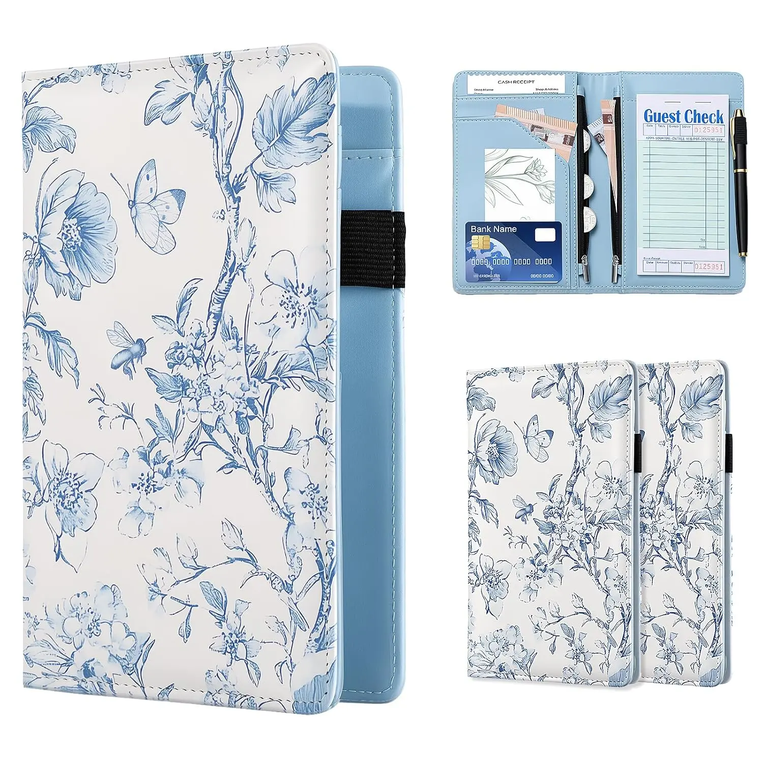2 count Server Books for Waitress, Cute Waiter Book for Servers with Clear and  Pockets, Pen Holder Fits Apron Restaurants Server Accessories