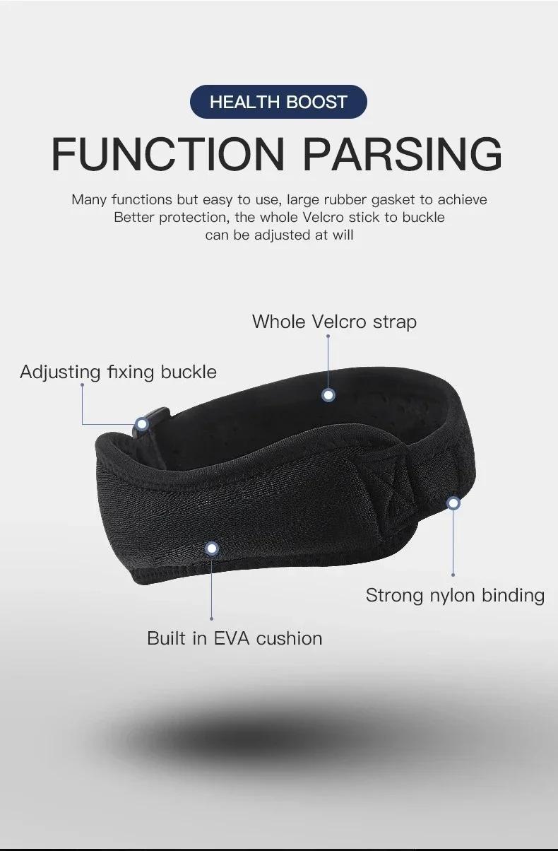 1 Piece Knee Patellar Tendon Knee Support Strape Brace Adjustable Shock Absorption Compression Knee Pad Sleeve for Basketball