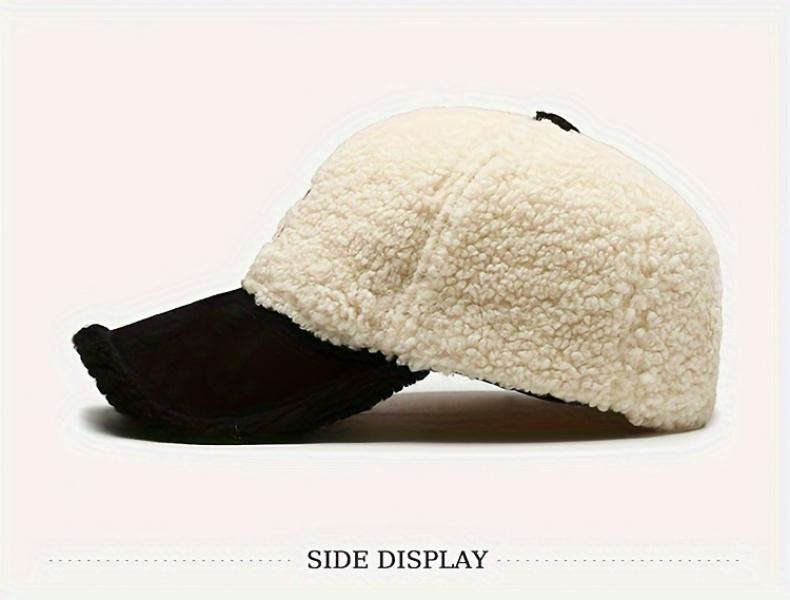 Letter R Teddy Plush Warm Baseball Cap Fashionable Versatile Duckbill Hat