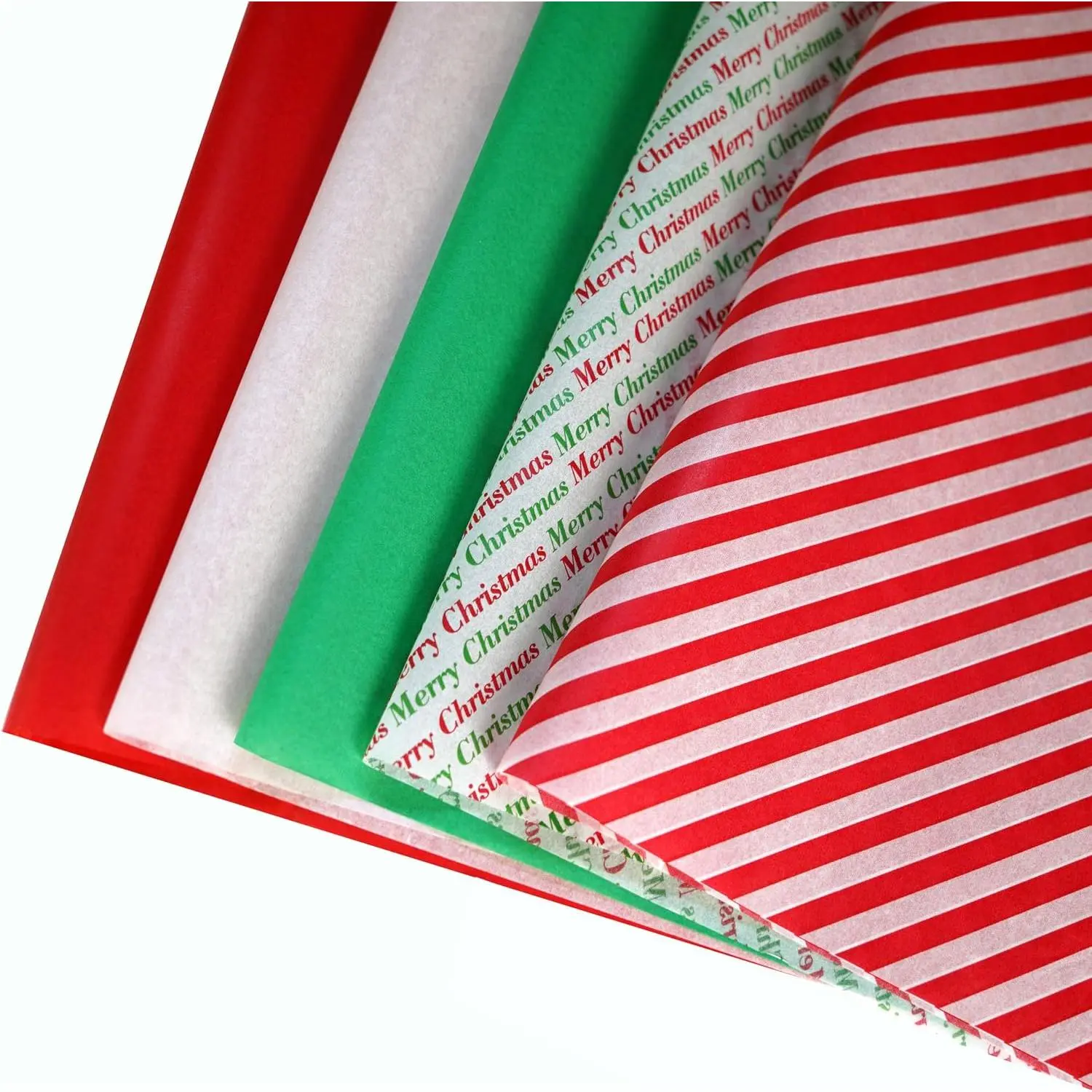 150 Sheets 20"X14" Christmas Tissue Paper for  Bags Party Decoration, Red, Green, White, Red Diagonal, Merry Christmas Wrapping Paper
