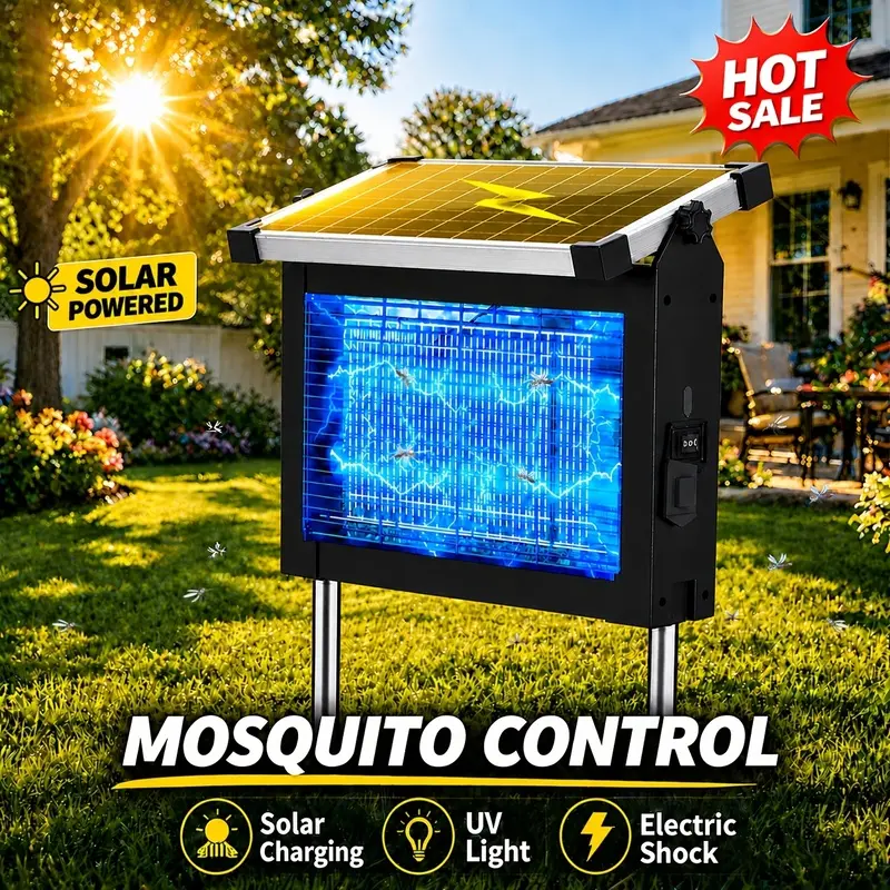 Solar-Powered Bug Zapper, Bug Zapper 4500V Electric Shock, Portable Fly And Pest Repeller, 10FT Extension Cord, Auto/Manual Dual Modes, IP44, Rechargeable Design, Ultimate Insect Trap for, Home, And