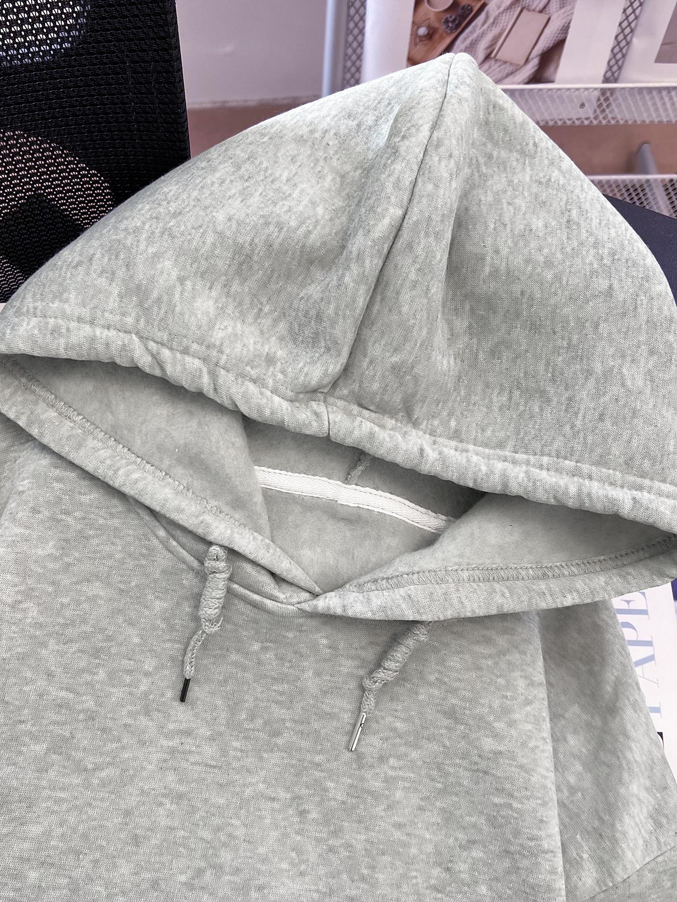 Women's Solid Color Drawstring Pocket Hoodie, Casual Long Sleeve Hooded Sweatshirt for Fall & Winter, Women's Clothes for Daily Wear