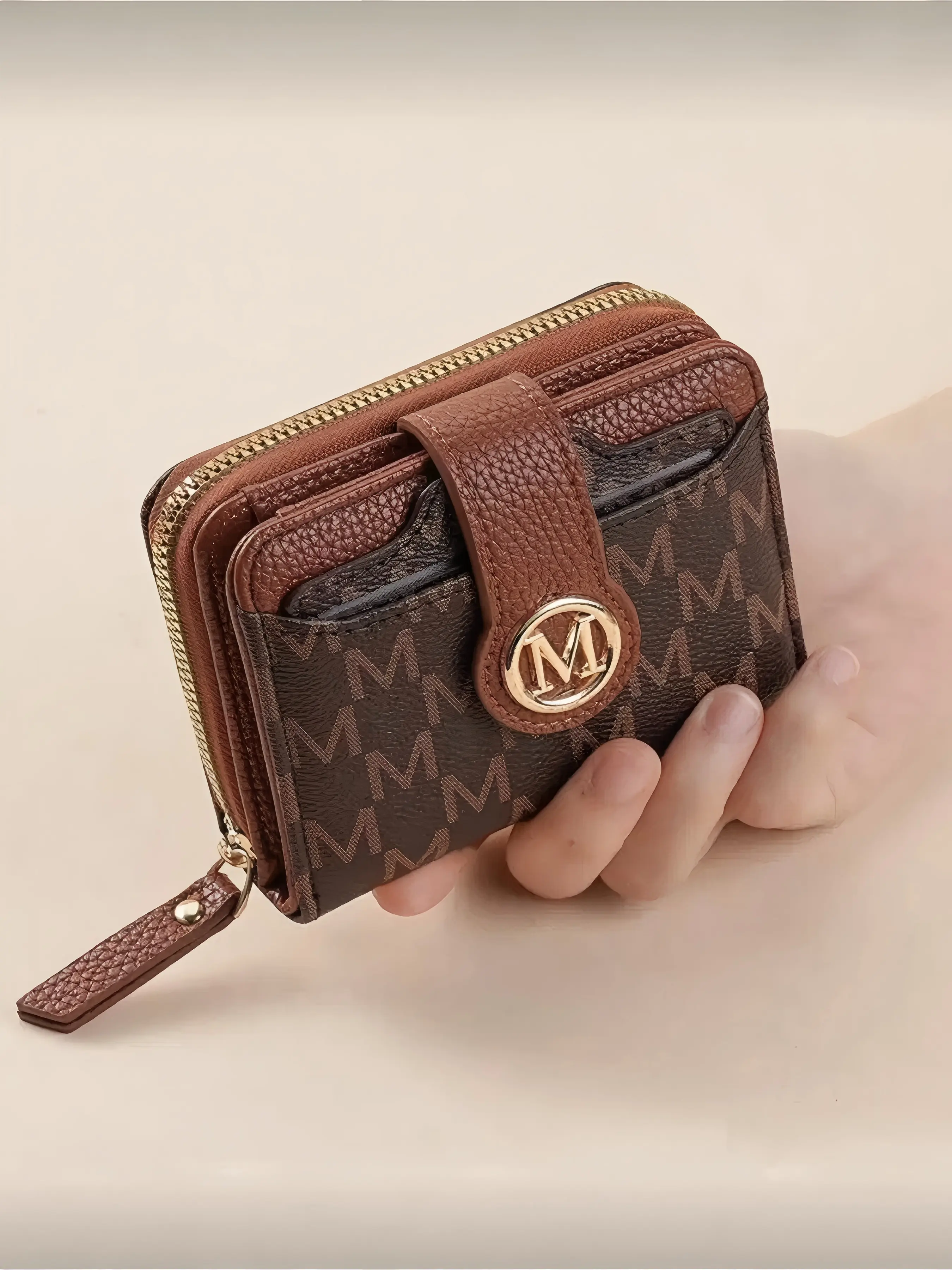 New Retro Litchi Pattern Letter Design Pu Leather Wallet Multi - Card Slots Short Style Women's Small Bag Thickened Korean Fashion Retro Coin Purse Cute Mini Wallet