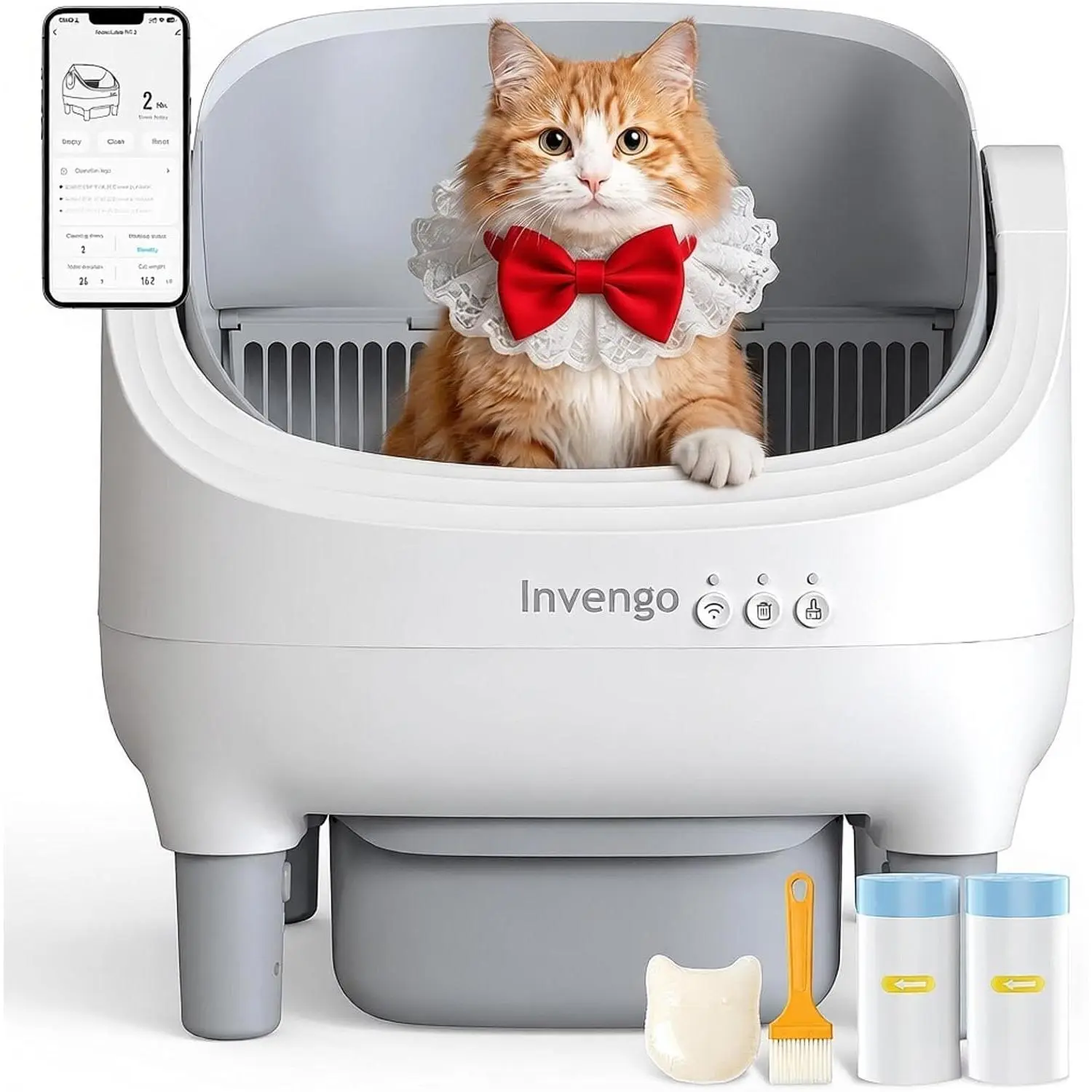 Open-Top Front Entry Automatic Smart Self-Cleaning Litter Box for Multi-Cat Households - Dual Safety Tech, Quieter Operation, WiFi Compatibility, APP Control, Odor-Lock, 10.5L Sealed Waste Bin, Automatic Litter Box