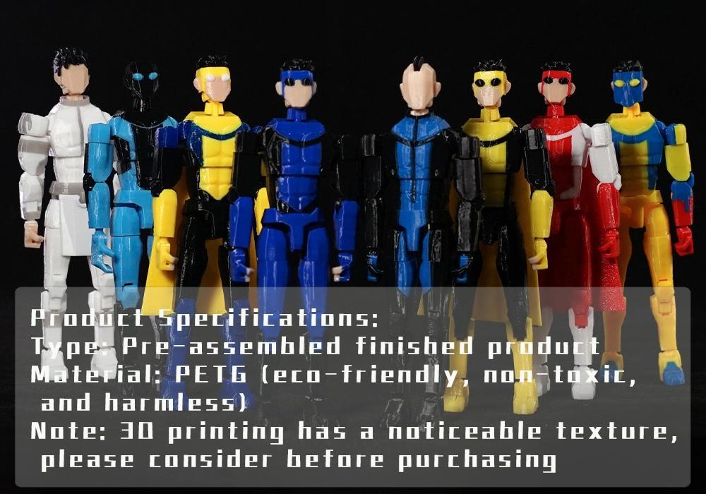 3D Printed Invincible series All Toys Action Figures Anime Model Lucky Dummy 13 Superheroes Multi-Jointed Toy Ornaments Gifts