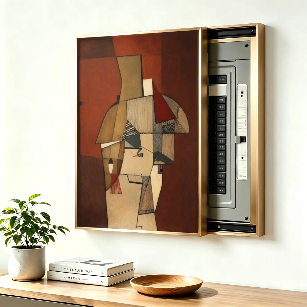 ElectricalPanel Cover Decorative Breaker Box Cover Fuse Box Cover Abstract Geometric Art Print Aluminum Alloy Frame With High Quality Canvas, LivingRoom Home Office
