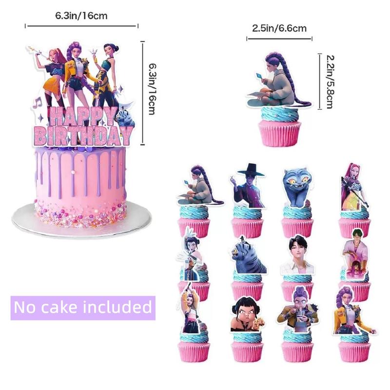 Kpop Birthday Party Decorations Set, Flag Banner Balloon Hanging Card Kit, Happy Birthday Banners, Various Balloons, Backgrounds, Cake Topper