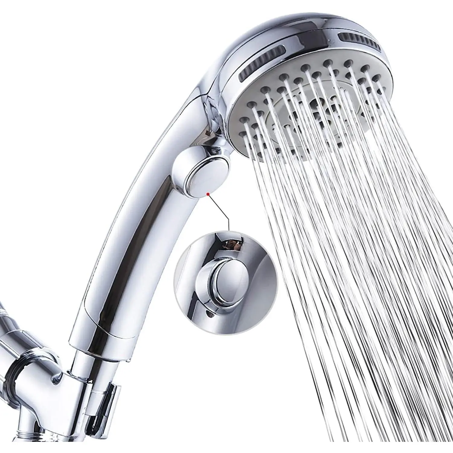 High Pressure Shower Head with Handheld Spray 6 Settings Chrome | Hand Held Shower head with On Off Switch, Spa Spray Mode, 60inches Hose