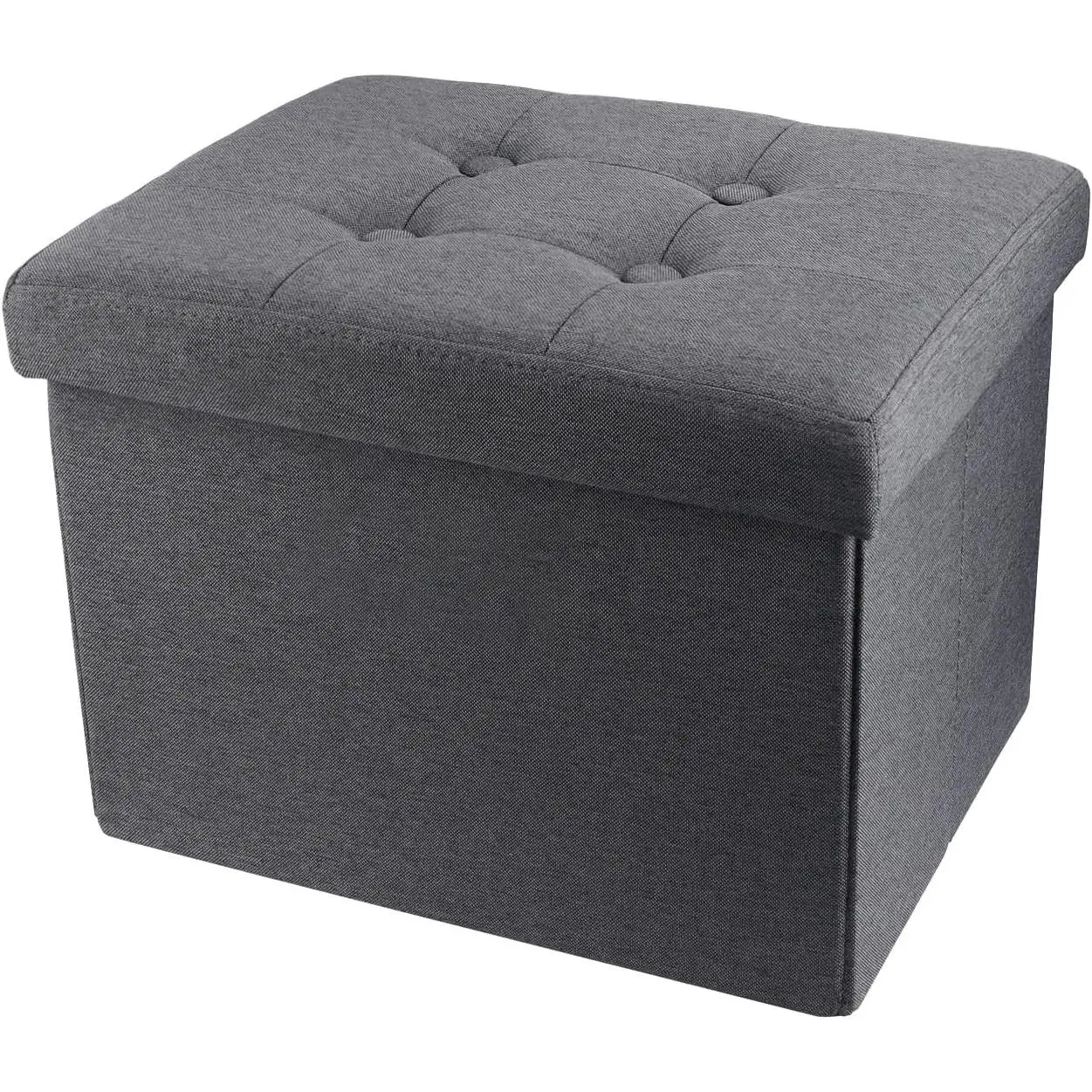 Foldable Small Storage Ottoman Footrest Stool with Storage, Foot Rest Bench for Living Room, 17x13x13 Inches Grey