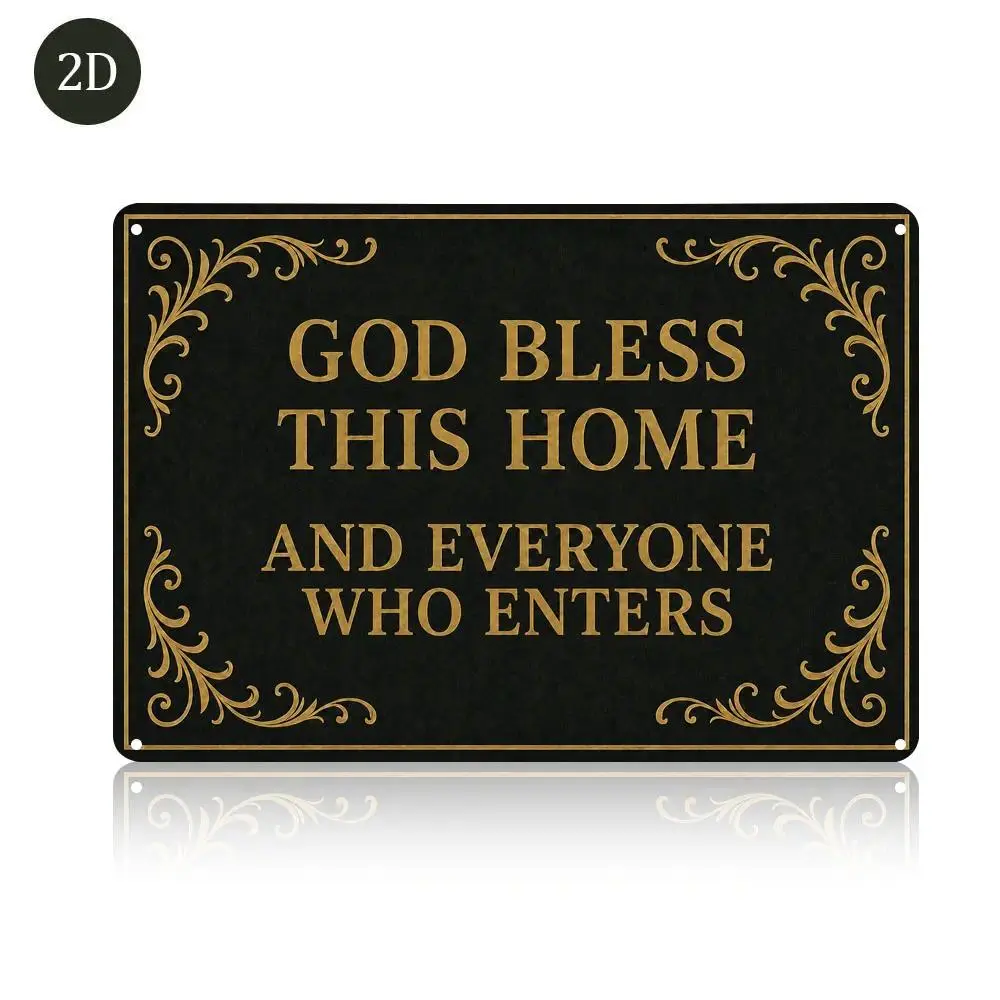 Christmas Gifts Metal Wall Covering with English Theme "God Bless This Home" for Prayer Rooms Studies Living Dining Rooms Ideal Gift
