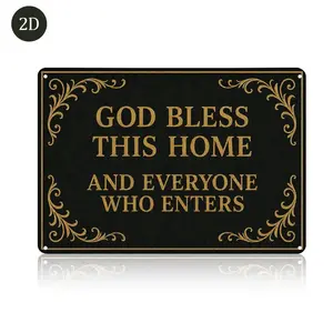 Christmas Gifts Metal Wall Covering with English Theme "God Bless This Home" for Prayer Rooms Studies Living Dining Rooms Ideal Gift