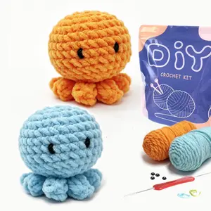 2 Sets Yamaxin Octopus Crochet Kit for Beginners, DIY Knitting Material Pack with Tutorial Video, Random Accessory Colors
