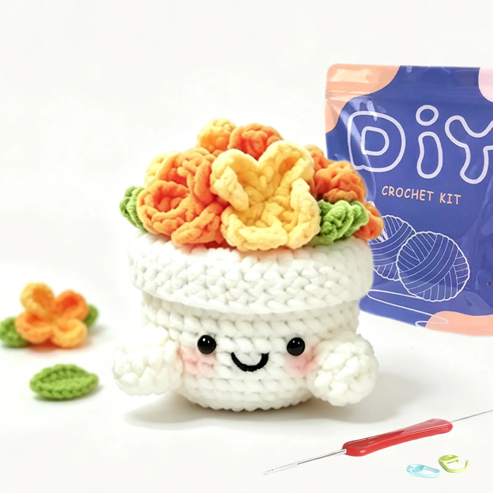 Yamaxin DIY Crochet Kit for Beginners, Includes Teaching Video, Random Color Accessories, Perfect for Crafting Enthusiasts