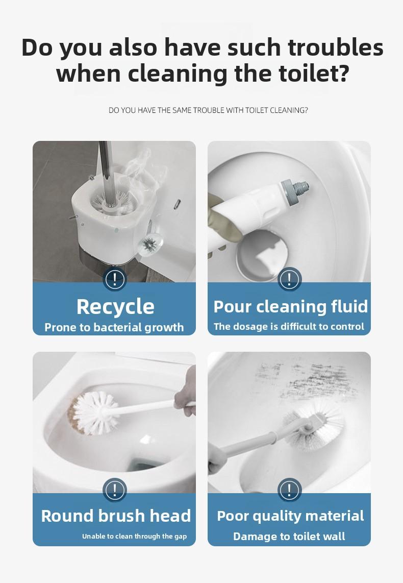 Disposable Toilet Scrubber with Refill Replacement Heads, Wall-Mounted Bathroom Toilet Cleaning Brush Kit, Hygienic Home Toilet Cleaner Tool