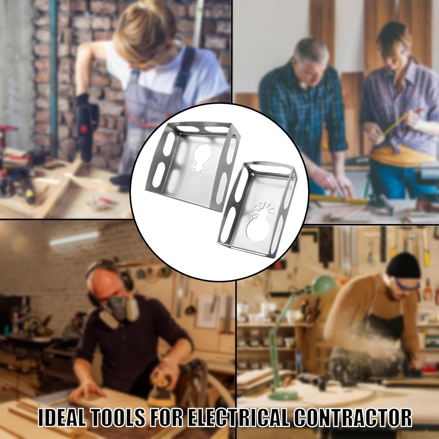 Stainless Steel Square Groove Knife, Drywall Oscillating Knife Hardware for Outlet Box, Electrical Box Drywall Oscillating Knife, Wood, Plastic One-step Oscillating Knife, Saw, Hand Tools, Heavy Duty, Tool Accessories, Durable Lithium Battery