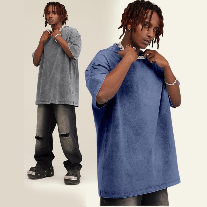 3 Pack Women's Oversized T Shirts Acid Wash Cotton Crew Neck Half Short Sleeve Summer Unisex Tees Casual Loose Fit Solid Streetwear Comfortable Tops Basic Womenswear Plain Tshirt