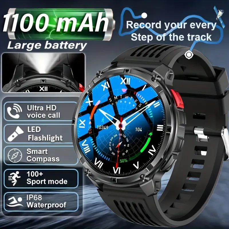 2026 New Men's Smart Watch, Wireless Charging, HD Display, Ai Voice Assistant, Bluetooth-compatible, Pedometer, IP68, iOS Compatible
