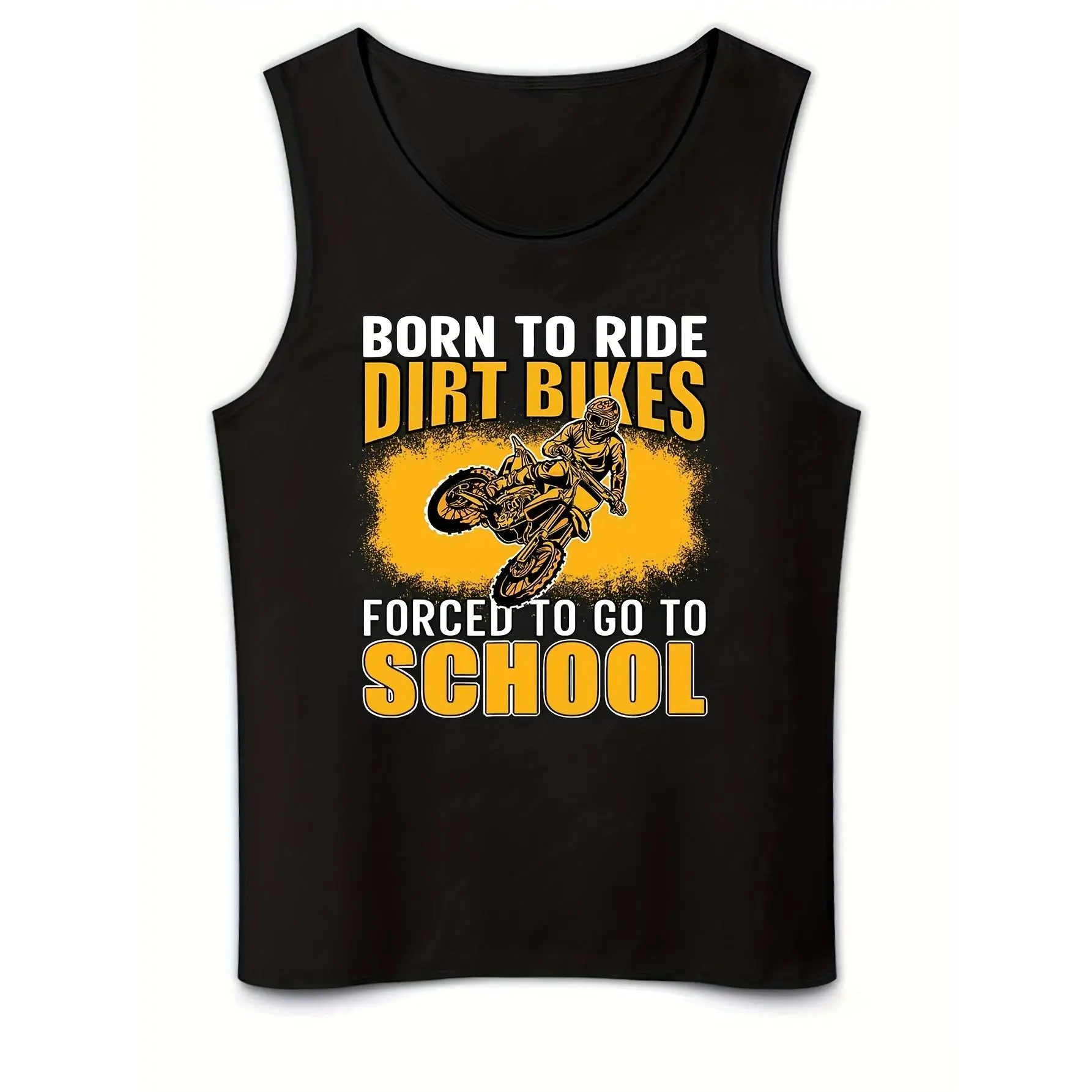 Men'S Sleeveless Motocross Vest Designed for Motorcycle Racing, Featuring a Bold 'Born to Ride Dirt Bikes' Graphic. This Lightweight Apparel Is Suitable for All Seasons, Especially Summer, And Is Machine Washable. Ideal for Off-Road Activities