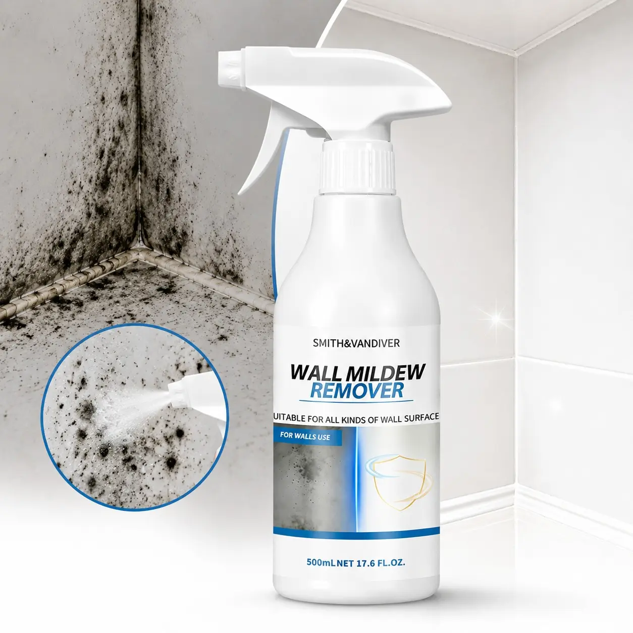 High-Efficiency Mold Removal Spray. Wall Mold Remover (500ml Spray Bottle). Rapidly and effectively eliminates mold while inhibiting its recurrence. Features a specialized formula that combines powerful germ-killing and dust mite-eliminating properties.