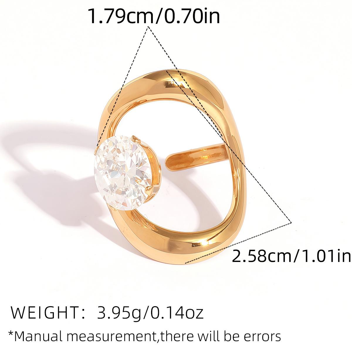 1pc 18K Gold Plated Geometric Line Zircon Open Ring for Women, Stainless Steel Adjustable Stackable Trendy Minimalist Statement Jewelry, Elegant Chic Birthday Holiday Anniversary Gift for Girlfriend Sister Bestie Gold-Plated Striped Couple Stacking