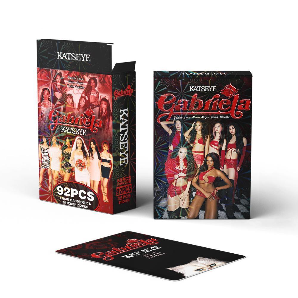 92Pcs/Set Kpop Idol KATSEYE New Album BEAUTIFULCHAOS Lomo Cards LARA DANIELA HD Printd Photocards Stickers MANON MEGAN Fans Gift