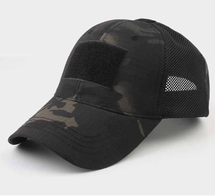Tactical Camo Baseball Cap for Men, Breathable Mesh Military Hat with Velcro Patch, Adjustable Outdoor Dad Hat for Hiking, Hunting, Fishing