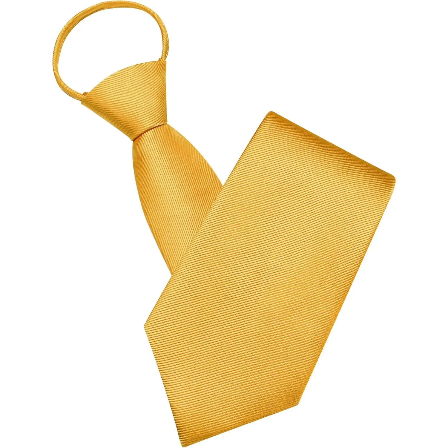 Gold Tie for Men Pre-tied Adjustable Zipper Necktie for Business and Wedding Party