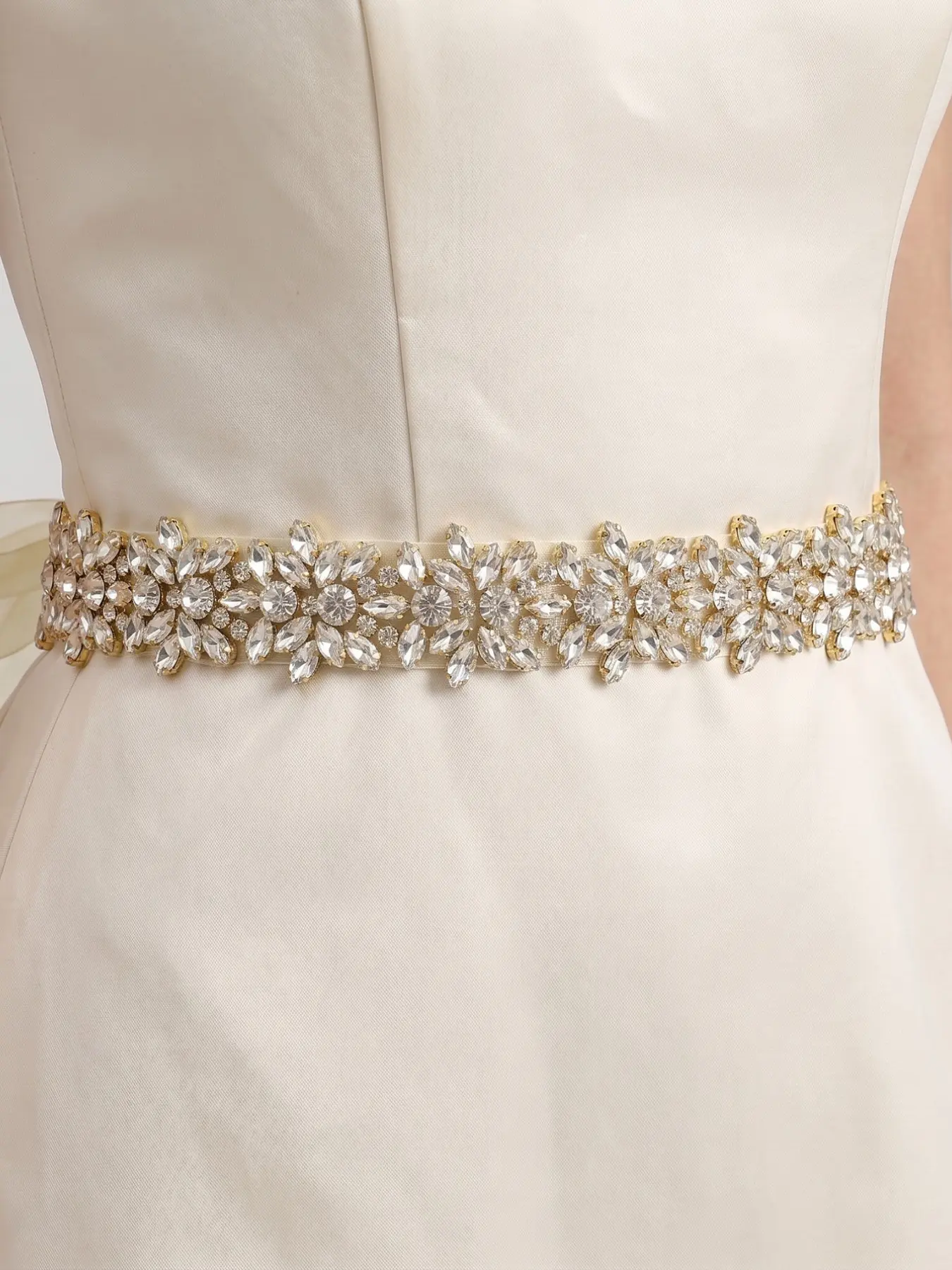 Luxury Rhinestone Bride Belt, Organza Wedding Garter, Evening Dress Waist Cinch, Sparkling Diamond Decorative Waistband