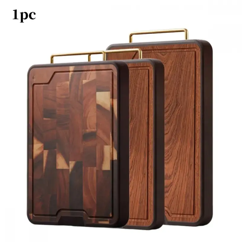 1pc Ebony Wood Cutting Board, Vintage Rustic Solid Wood Chopping Board, Thick Durable Food Prep Board with Antibacterial & Mold-Resistant Features, Knife-Friendly Surface for Meat Vegetables Fruits, Home Kitchen Cooks Chefs