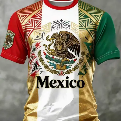 Mexico Soccer Jersey Men, Football Jerseys, Casual Sports Jersey, Aztec Pattern Shirt, Mexico Pride Futbol Tee, Eagle Crest Fan Apparel #ModoPartido