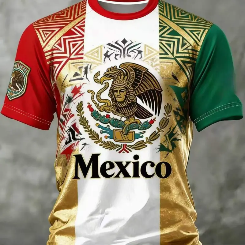 Mexico Soccer Jersey Men, Football Jerseys, Casual Sports Jersey, Aztec Pattern Shirt, Mexico Pride Futbol Tee, Eagle Crest Fan Apparel #ModoPartido