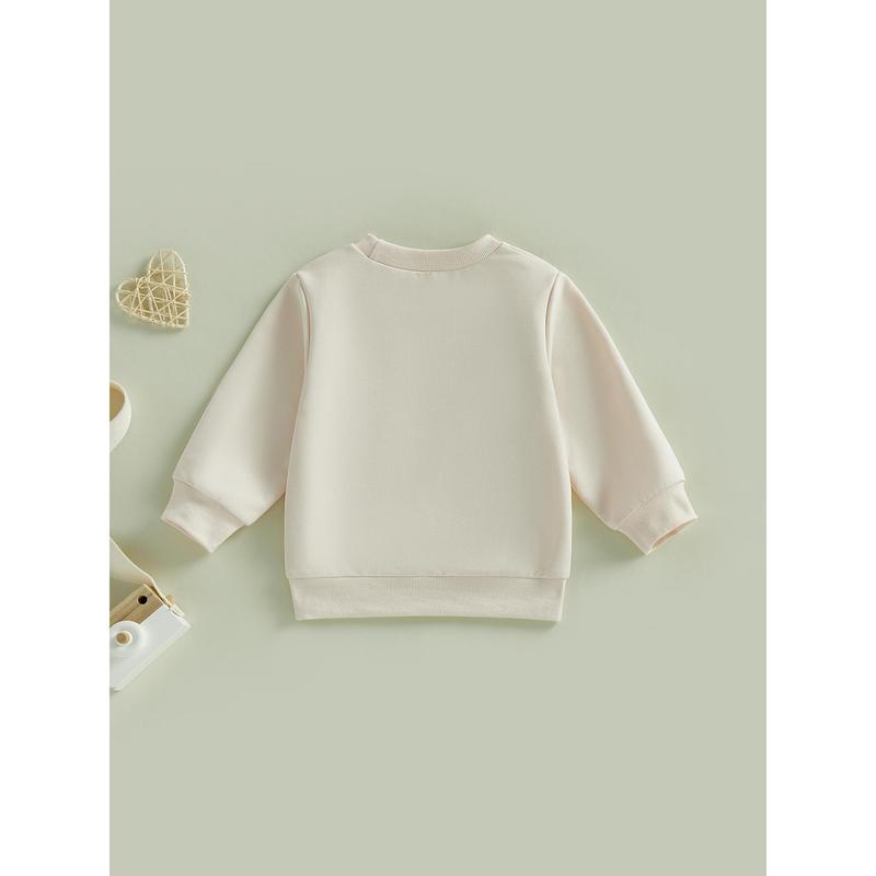 Toddler Baby Little Boy Girls Easter Sweatshirts Long Sleeve Letter Heart Embroidery Pullover Tops Spring 6M-5Y