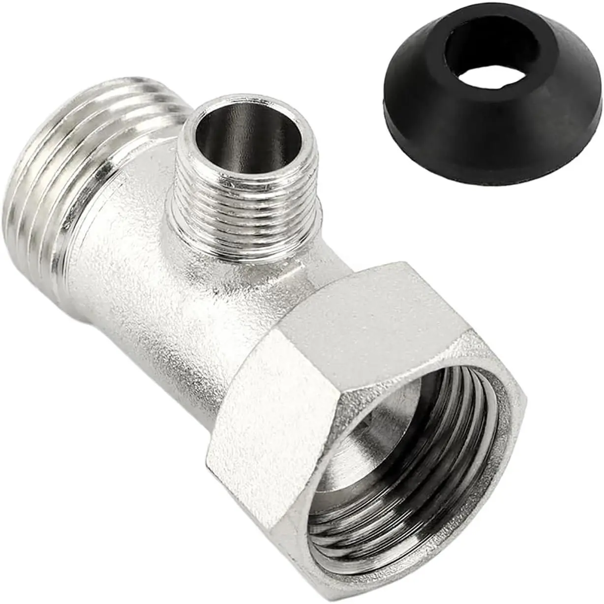 Copper 3 Way Shower Diverter Valve 7/8 x 7/8 x 3/8 inch Bidet T Adapter Faucet Splitter Water Heater Hose Fitting