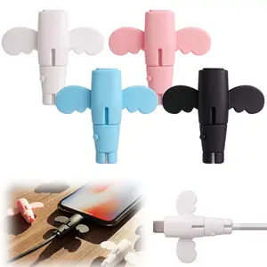 h-84 Silicone Charger Cable Protectors, Universal 3-in-1 Non-Slip Cord Saver, Double-End Silicone Data Cable Protection Cover Cord Organizer, Charger Cables Protector for Wrap Accessories (Mix, 4PCS)