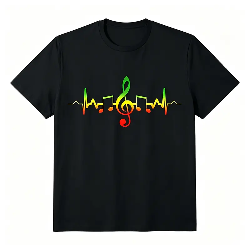 Heartbeat Music Note Tee, Musical Treble Clef Graphic T-shirt, Aesthetic Music Pulse Top, Unique Musical Note Shirt for Musicians, Band & Singer Gifts