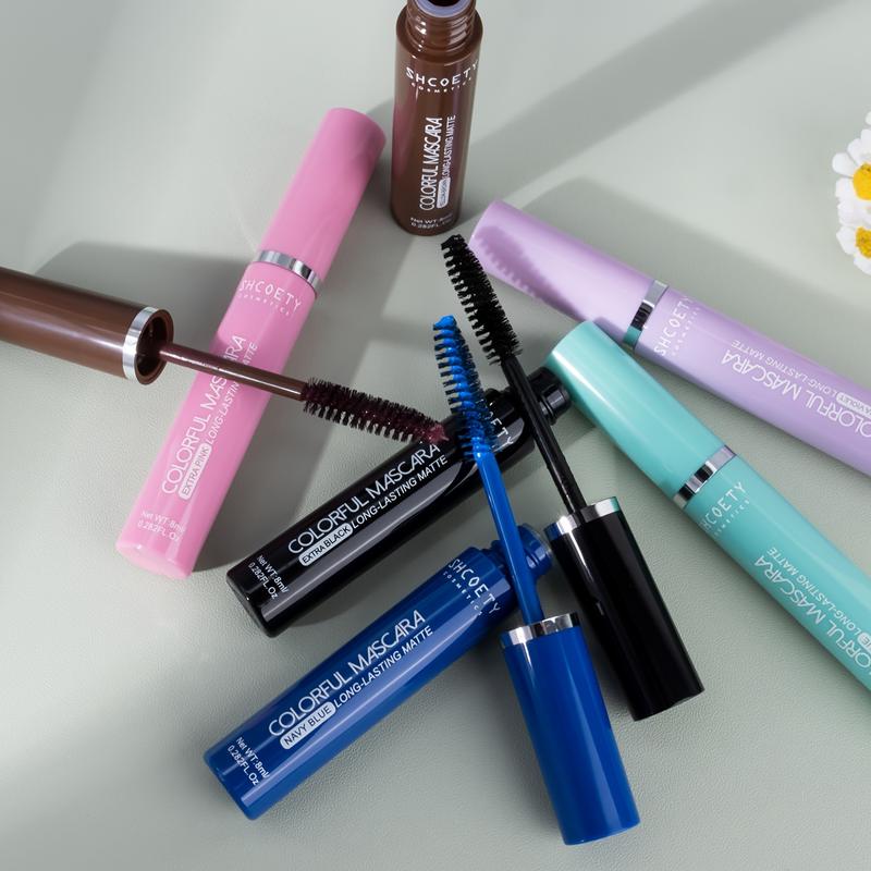 Waterproof Mascara Long-Lasting Waterproof Mascara - Volumizing, Curling,  Dirt-Resistant Formula with Vibrant Blue/Green/Pink Shades - for Everyday & Party Makeup (Halloween, Weddings, Photoshoots) - All Light Beige Types, Festival Beauty, Sleek Packagin