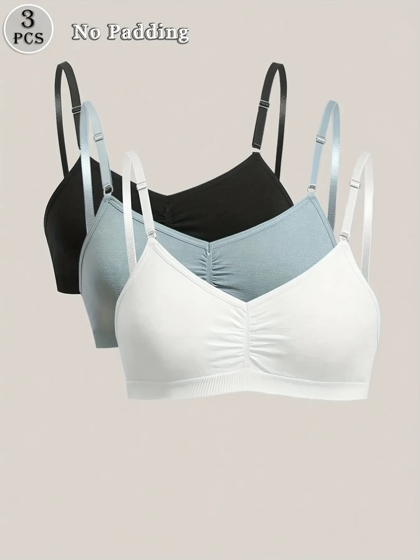Women's Comfortable Breathable Basic Triangle Cup Bras, No Steel Support Design, Thin Layered Underwear Set, Ideal for Daily Wear & Active Use