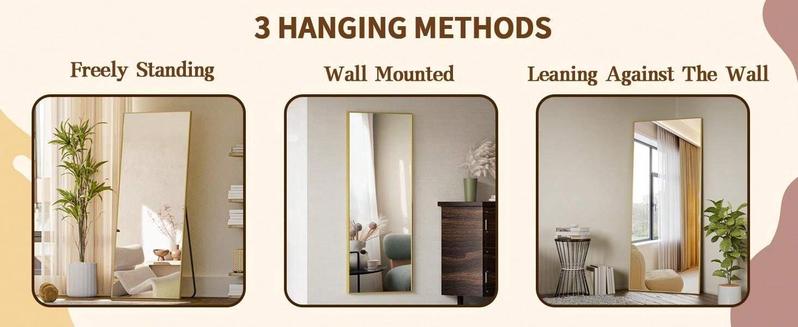 71"X30" [Limited Time Sale] Full-Length Mirror, Gold Rectagle71"X30" , Aluminum Alloy Frame, Upgraded Nano Glass, Standing or Wall Mounted Decor Metal Safety Living Room Home Decorating lux bathtub mat Foldable Diatomaceous Earth Bath Luxurious DryStone