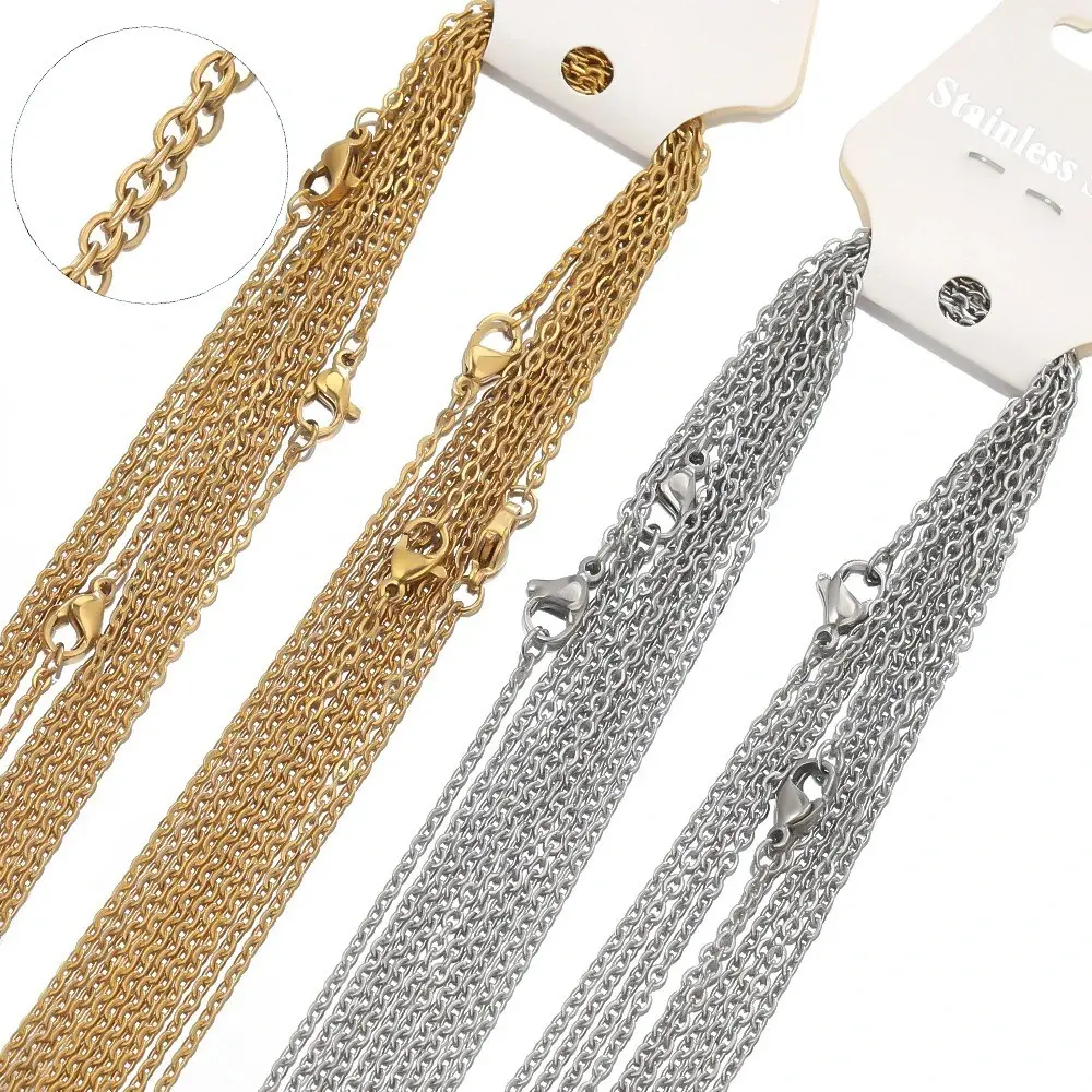 10pcs/lot 50cm Stainless Steel Link Chains, Metal Cuban Cross Chains for DIY Gifts, Jewelry Making Accessories, Bulk Wholesale