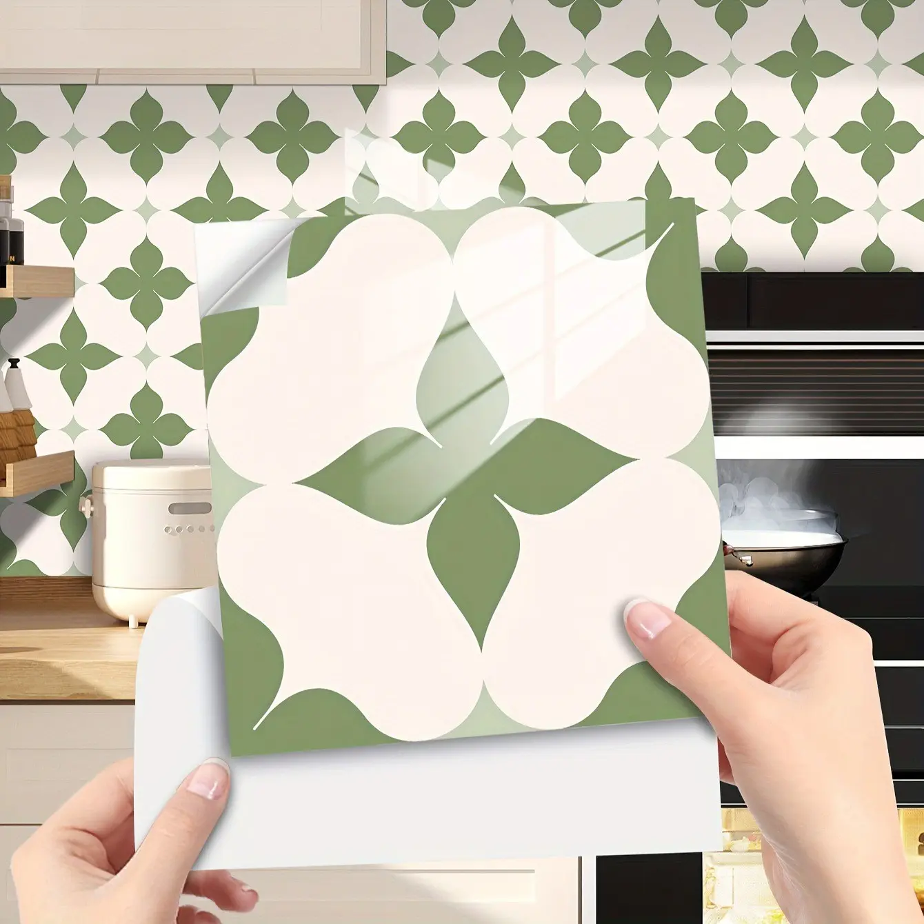 Spanish Tile Stickers, Floral Template, Reusable Painting Template, 5.9*5.9 Inches, for Floor Tiles, Walls, Furniture, Home Decoration