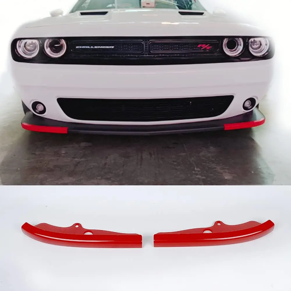 Front Bumper Lip Splitter Protector Cover Replacement Part Car Accessories for 2015-2023 Dodge Challenger Scat Pack, R/T, GT, SRT Plus - Not for Widebody (Red, 2pcs/Set)