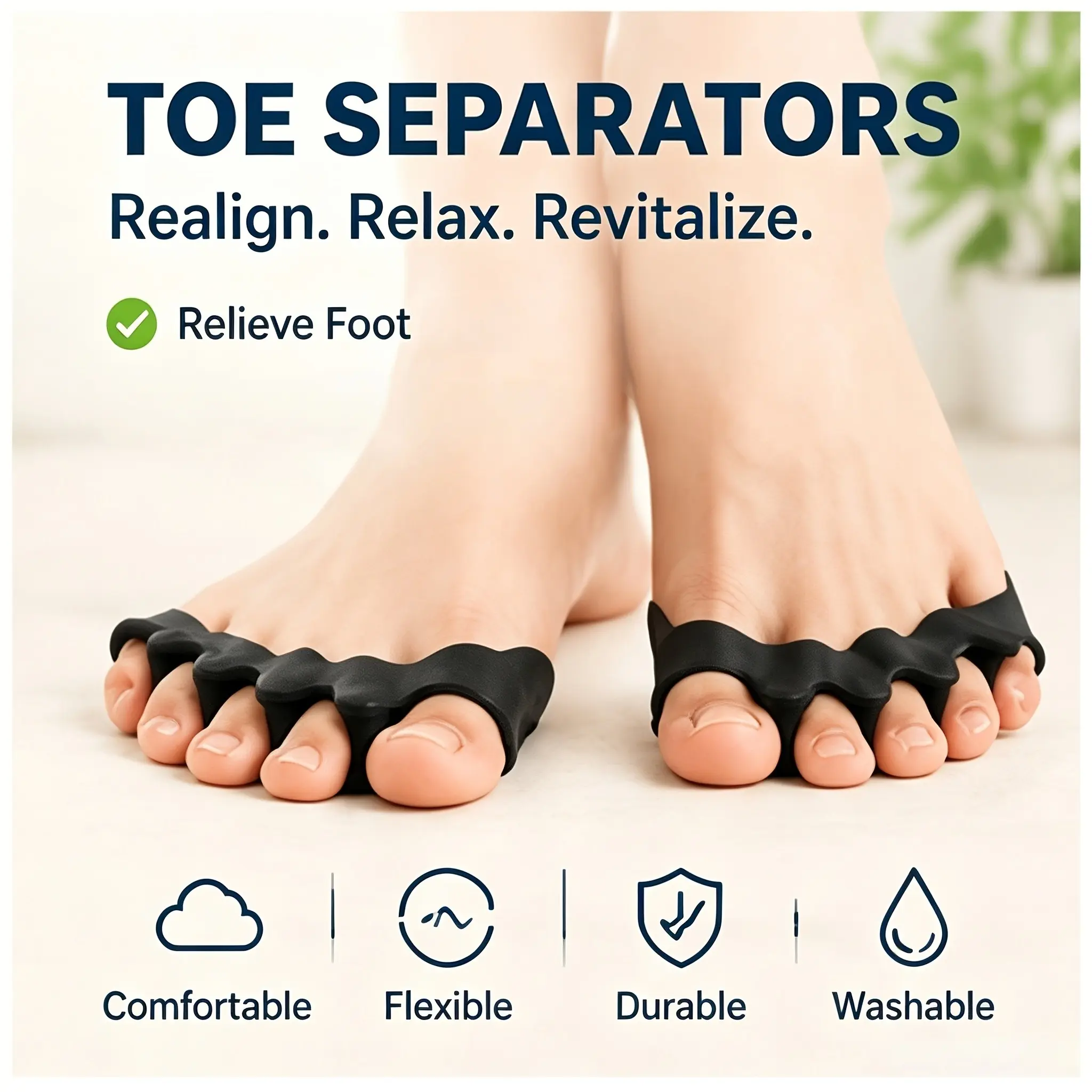 Toe Separator for Men and Women, Flexible Yoga Toe Stretcher, Large Toe Separator, Soft Silicone Material, Sports Flexibility Tool
