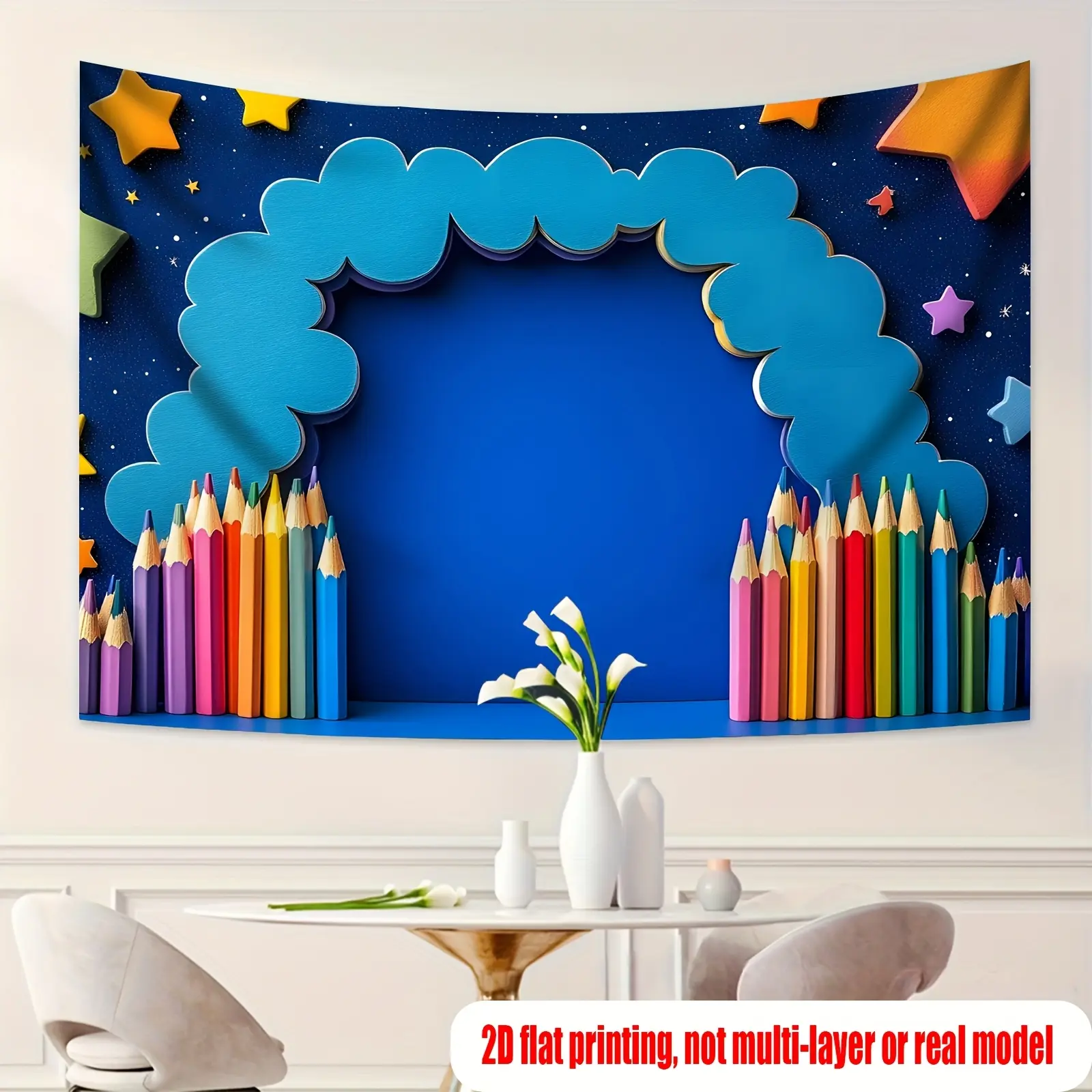 Colorful Pencil Backdrop Party Background Dreamy Theme Tapestry Wall Hanging Premium Polyester Photography Background Home Decor Celebration Banner for Studio Garden Outdoor Event Party Photo Booth Decoration
