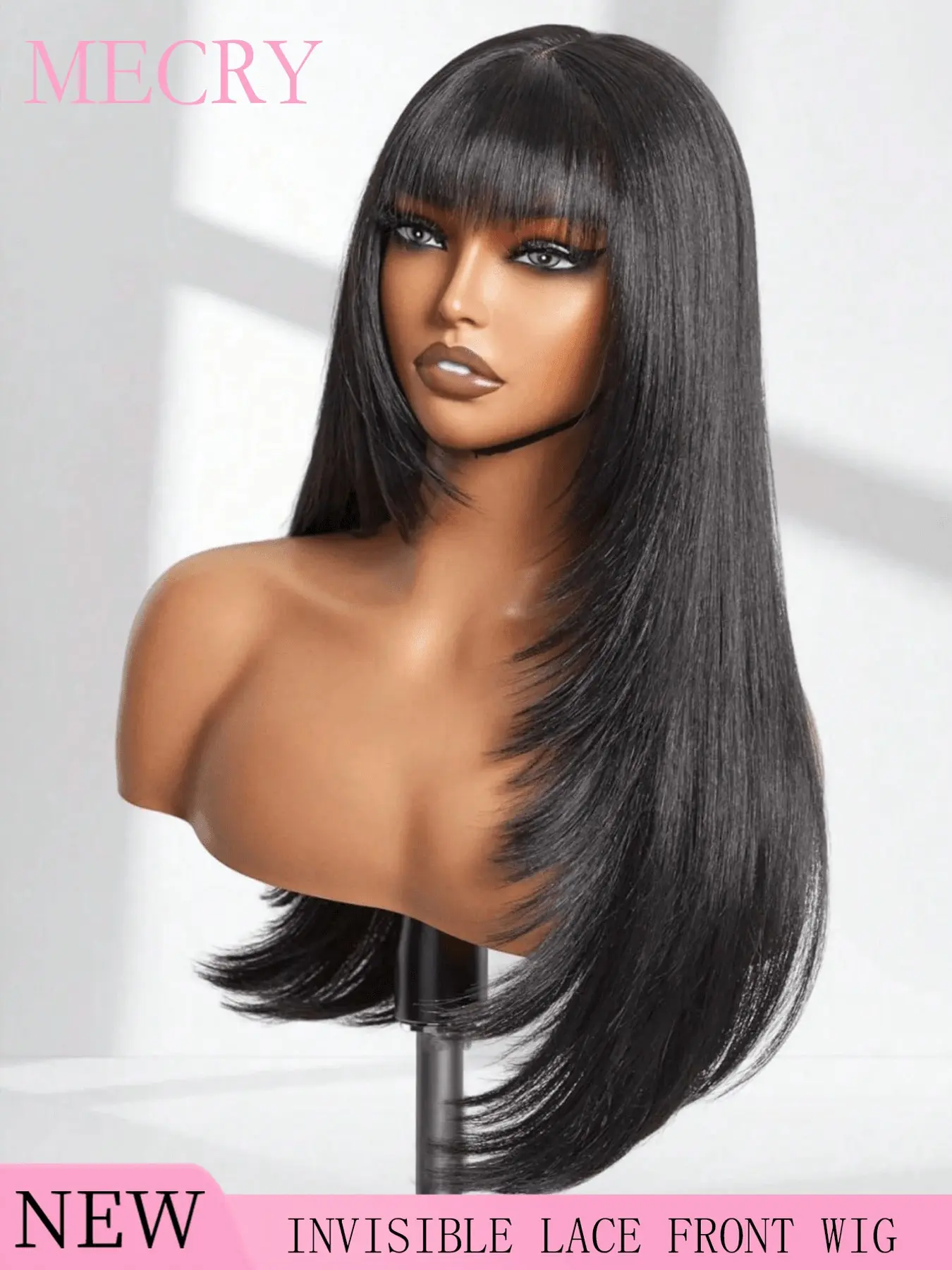 Put On And Go Reddish Purple Layered Cut Yaki Straight Minimalist Lace Bob Wig With Bangs #DealsForYouDays