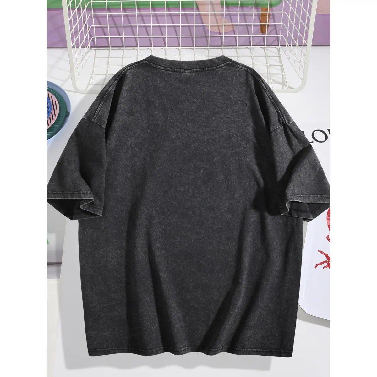 Anti Social Social Club Men's Rose Graphic Vintage Washed Heavy Cotton T-Shirt Retro Double-Sided Water Wash Top - Casual, Womenswear